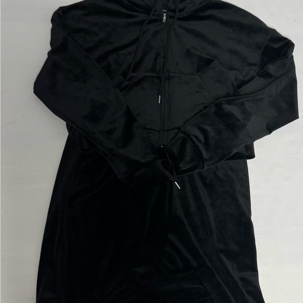 Forever 21 Black Velvet Track Suit